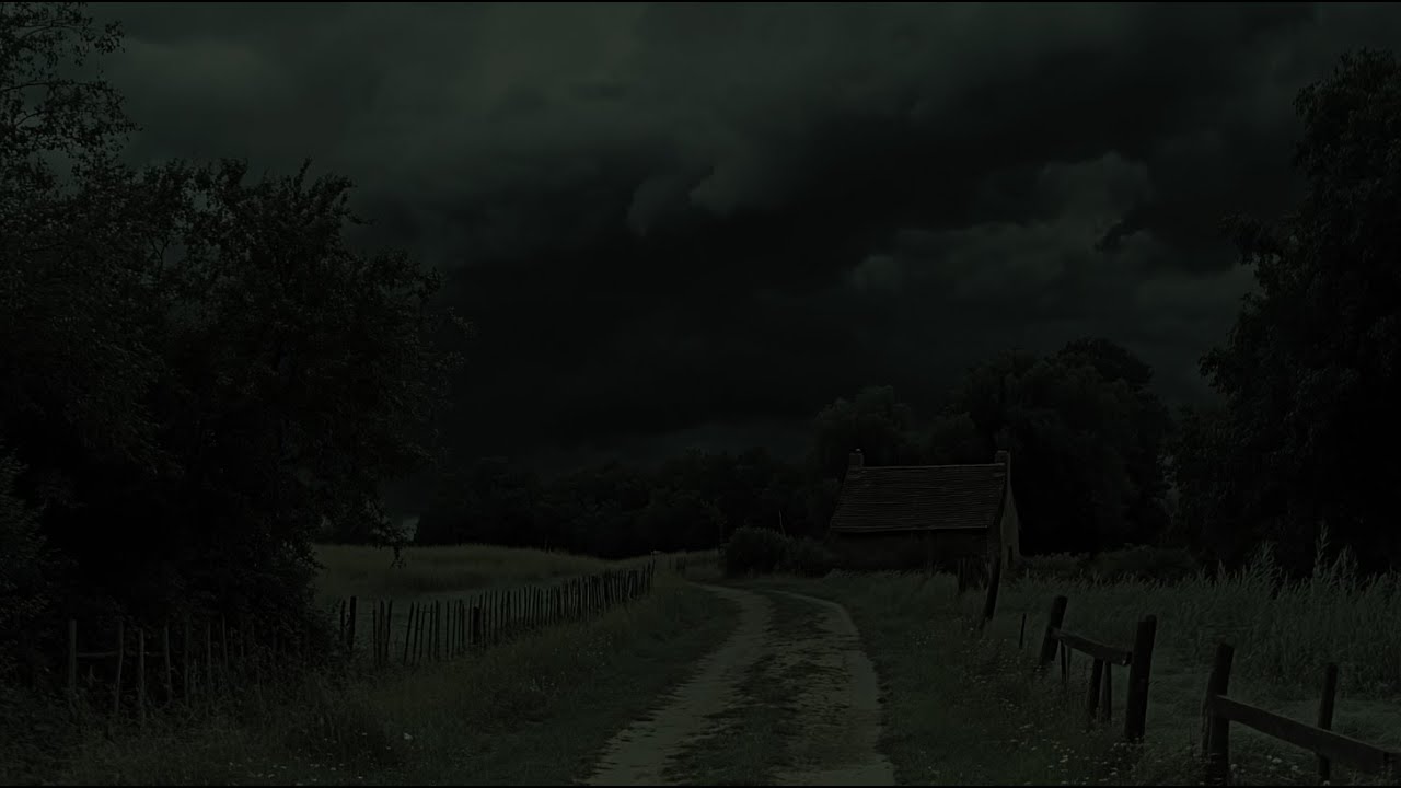 Forget The Fatigue With Wind & Rumbling Thunder | A Solitary Wooden House On Mountain Slope At Night