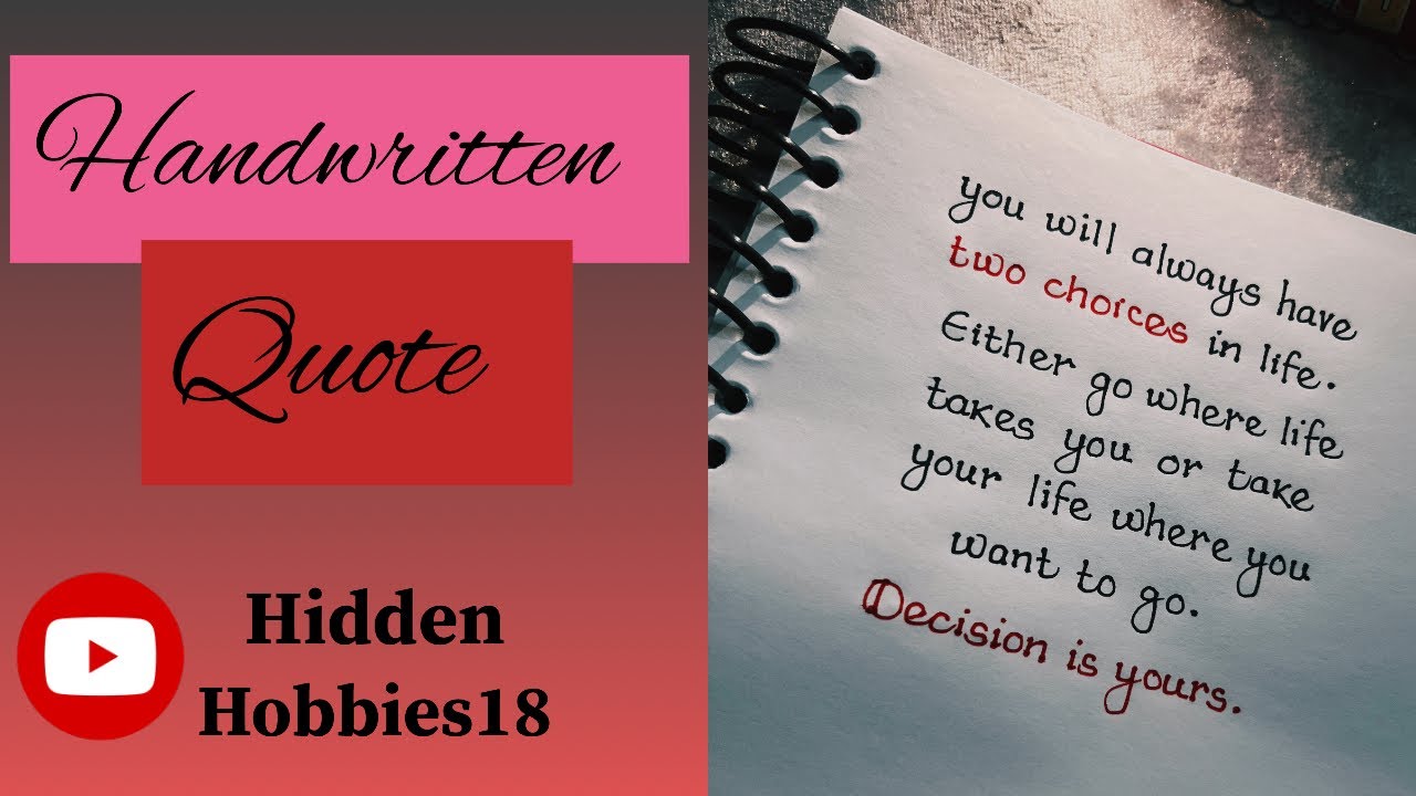 Choose Your Path: Inspirational Handwritten Quote | Motivational Quote | Penmanship