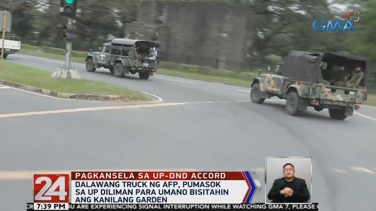 2 truck ng AFP, pumasok sa UP Diliman para umano bisitahin ang kanilang garden | 24 Oras