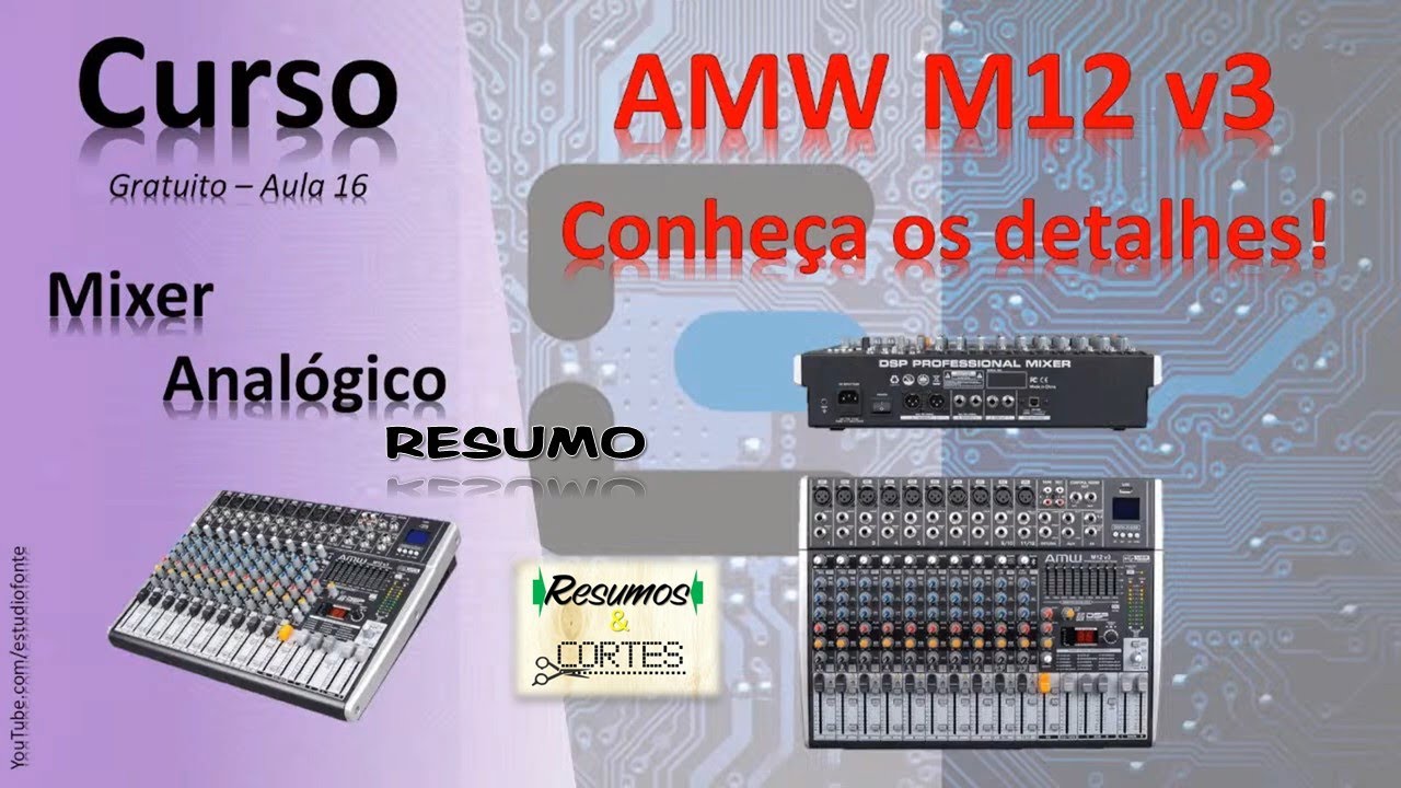 Mesa de som Analógica - AMW M12 V3  - AULA 16