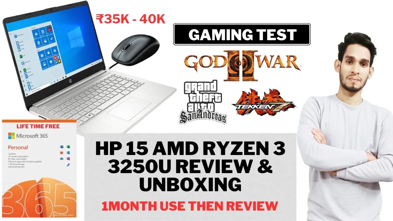 HP-15 AMD Ryzen 3 3250U Review & Unboxing | Gaming and Performance Test | Laptop Under 35K-40K