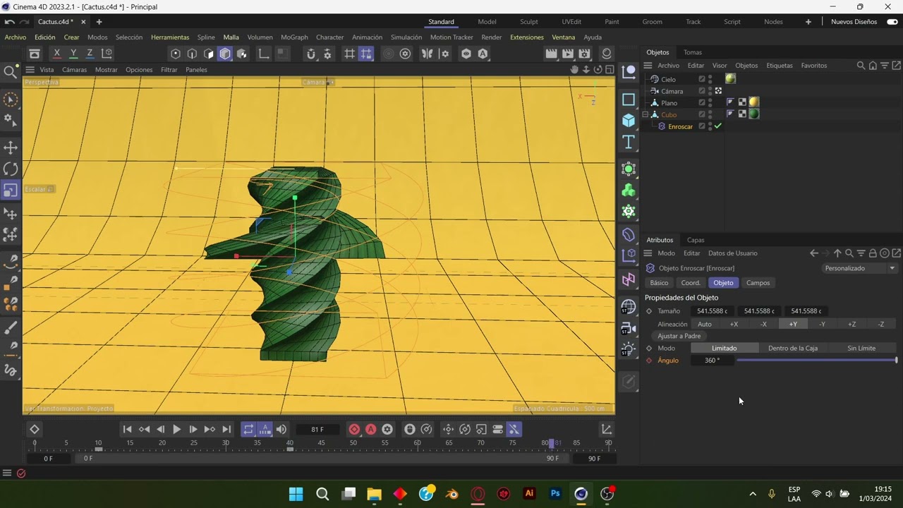 Animaci&oacute;n b&aacute;sica con deformadores en Cinema 4D