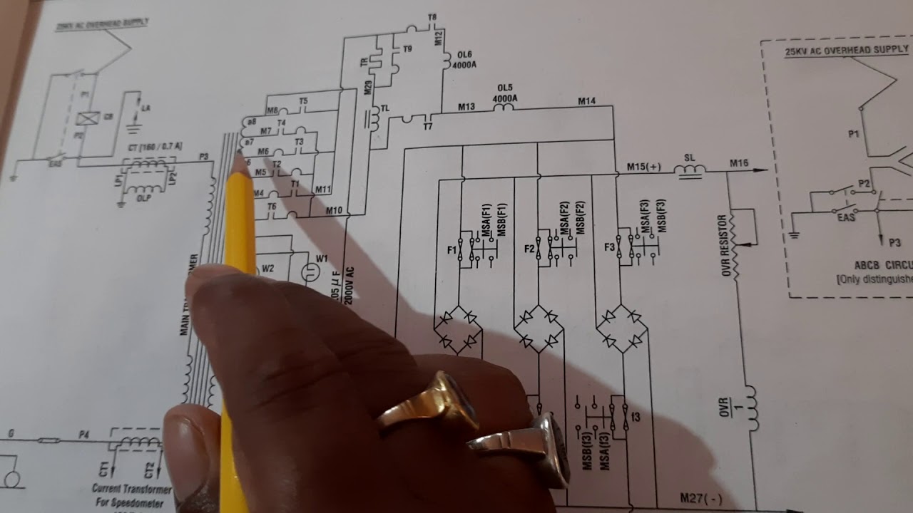 OHE to transformer power transmission in single phase  ac emu rake