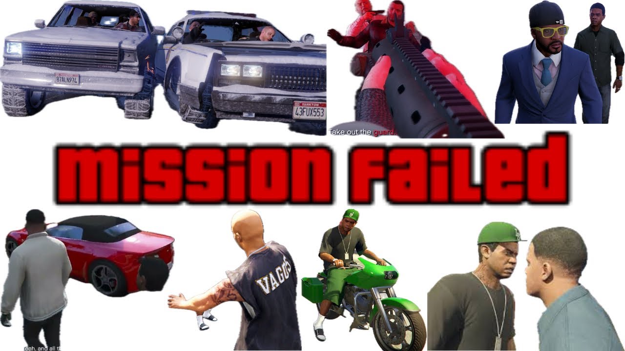 GTA V Mission Failed Compilation - Prologue Franklin and Lamar and Repossession