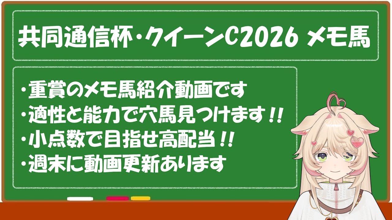 【共同通信杯・クイーンC 2026】メモ馬の紹介