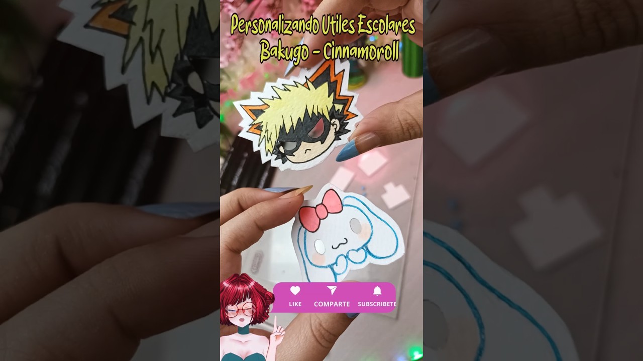 ✏️Personalizando mi portaminas #bakugo y #cinnamoroll en #papercutout #myheroacademia #papercraft
