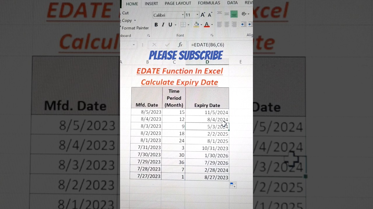 how to calculate expiry date in excel