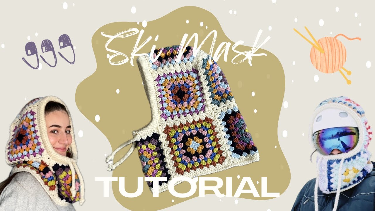 Granny Square Ski Helmet Hood - Crochet Balaclava Tutorial - Alpine Hood