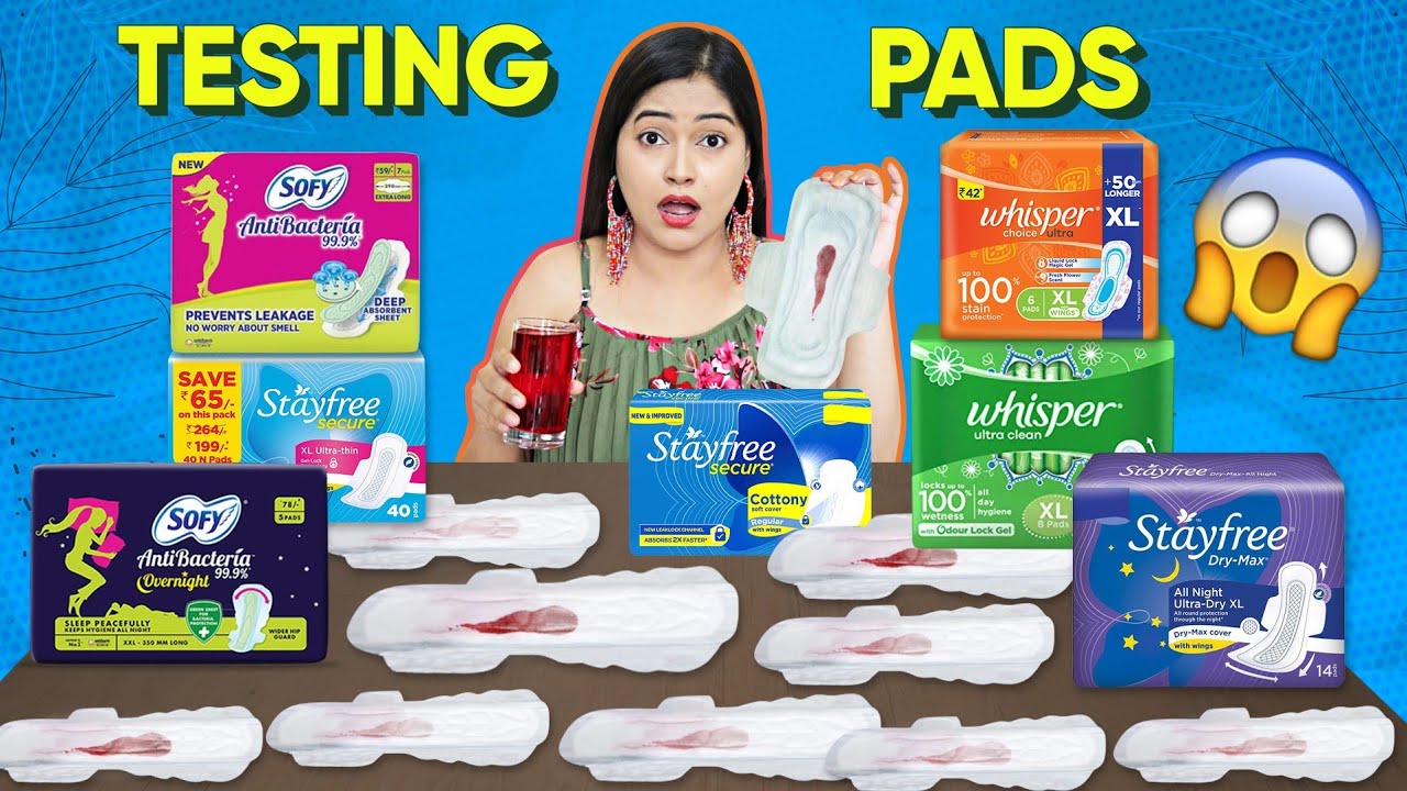 Live Testing Different Pads कौन सा सबसे घटिया Worst & Best Pads Dryness Test🤔 TEMPON & MENSTRUAL CUP