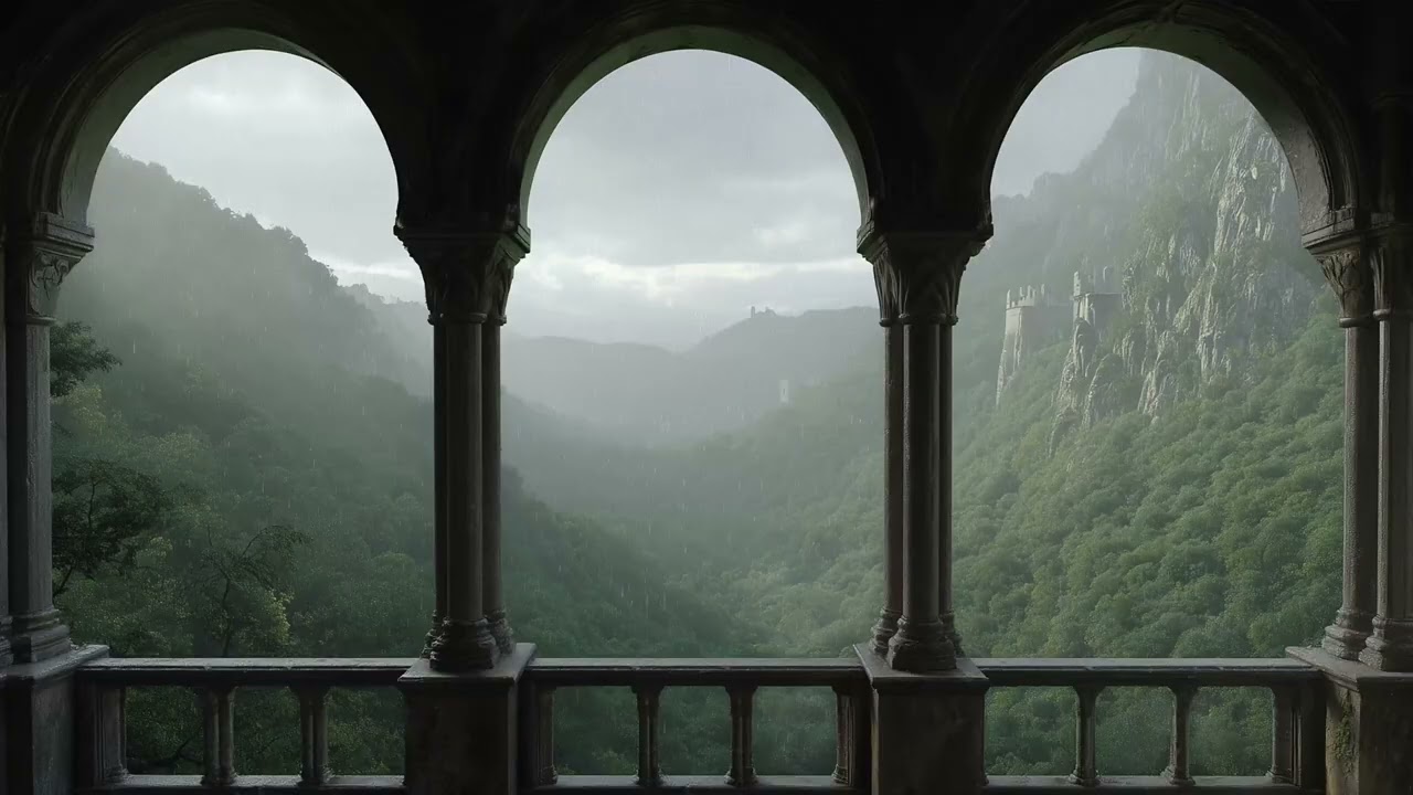Rain from Elves' High Fortress | Ambiance for Sleep, Study, Relaxation