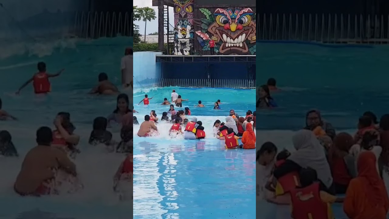 Detik detik tsunami hawai waterpark menerjang!!video lengkap cek disini👇seru🏊&zwj;♀️🏊&zwj;♀️#short
