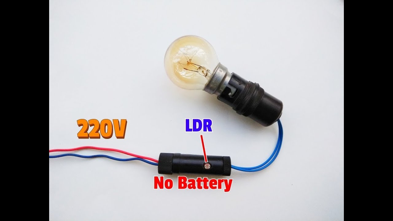 How To Make 220V Automatic ON/OFF Light Circuit..No Battery..Simple Dark Sensor Circuit..