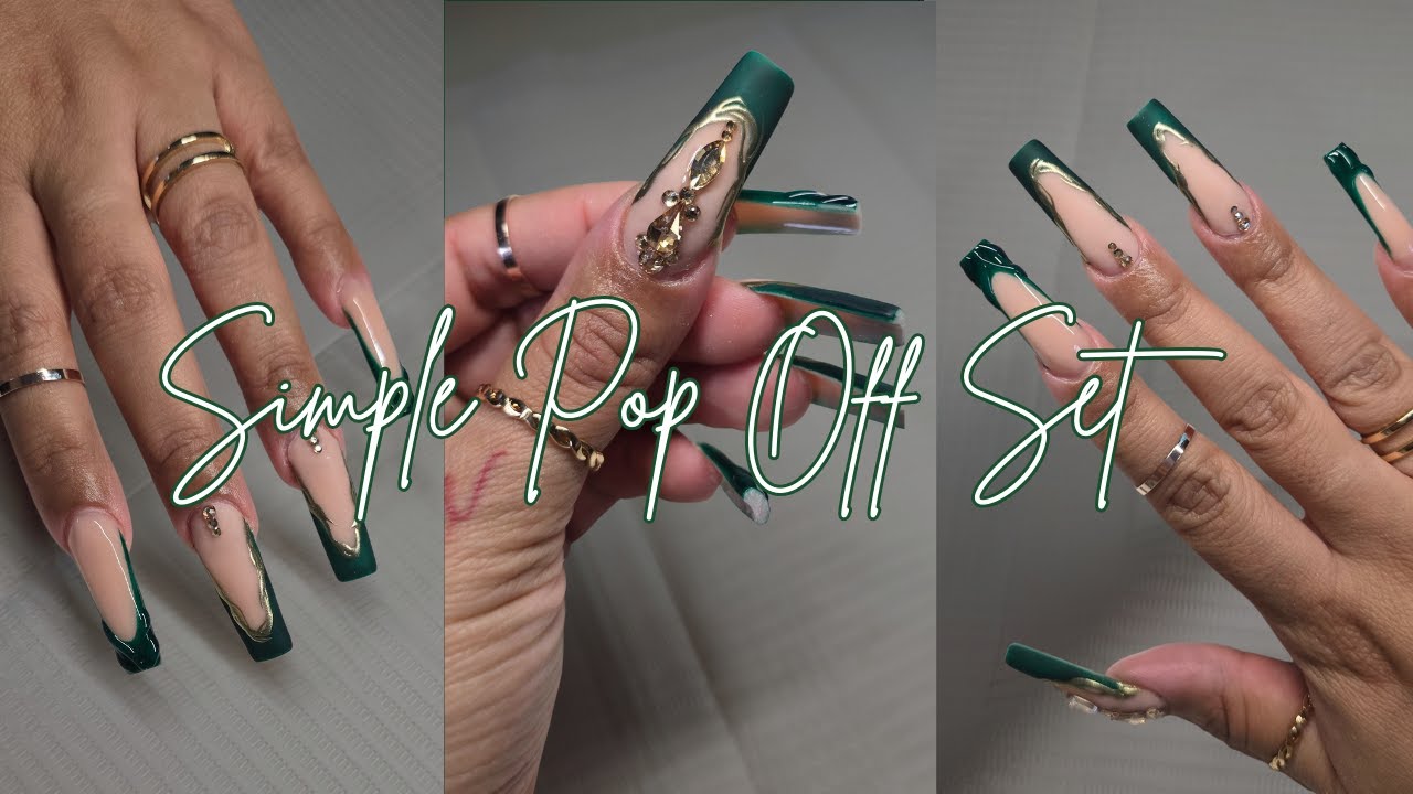 Acrylic Nails  | GREEN NAIL ART 💚 | CHROME NAILS ✨