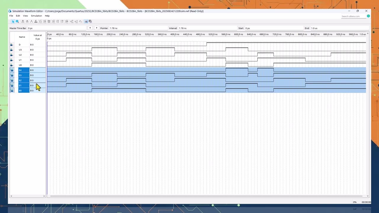 Simulación de circuitos en Quartus Prime