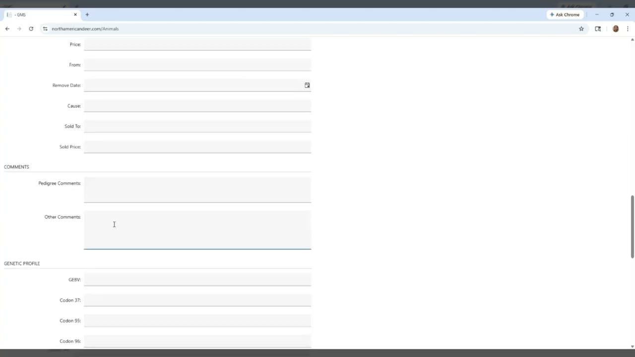 GMS Web App: How to Add Possible Sire and Dam to an Unregistered Animal Profile.