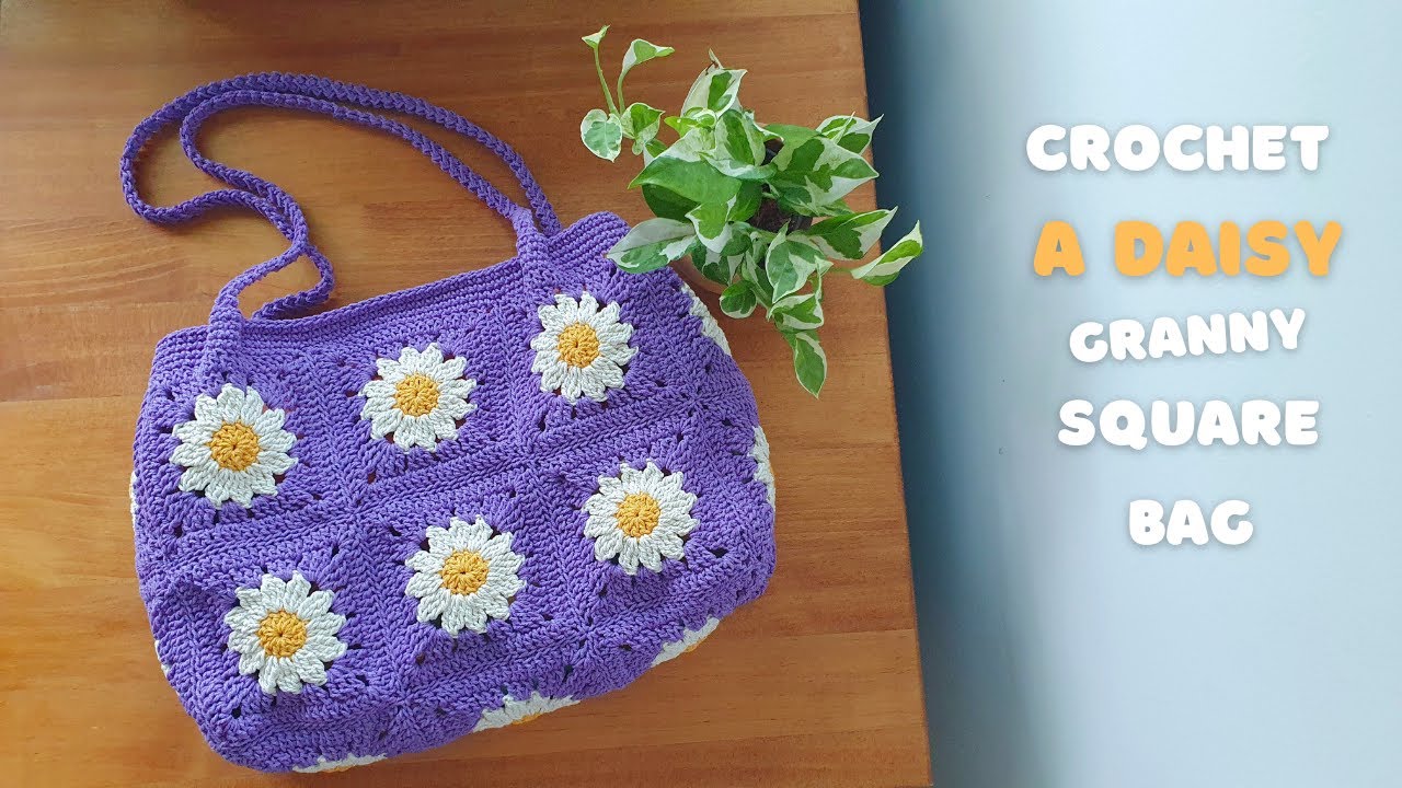 Crochet a Daisy Granny Square Bag Simple Style | Vivi Berry Granny Square