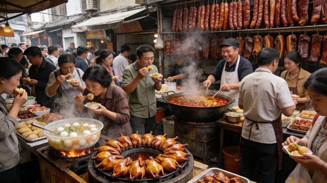 Delicious Nanjing Street Food – Chanan Street. 南京街頭美食茶南大街篇｜鹽水鴨、牛肉鍋貼、桂花湯圓根本停不下來！#chinesefood #cooking