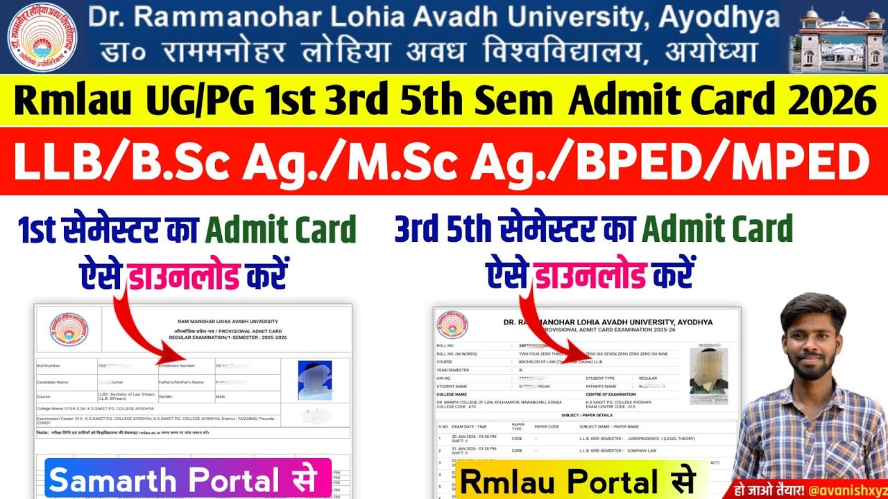 rmlau admit card 2026 kaise download kare rmlau admit card kaise download kare rmlau admit card