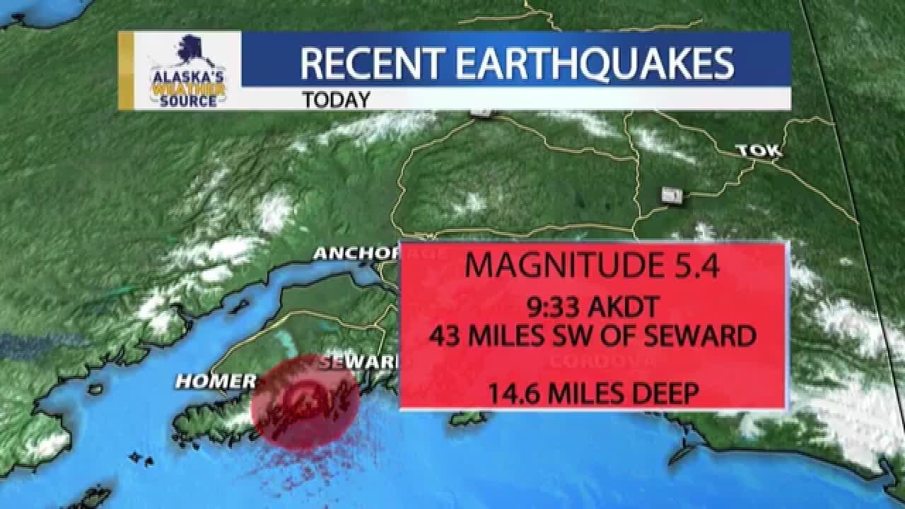Largest Southcentral earthquake since 2023 hits southwest of Seward