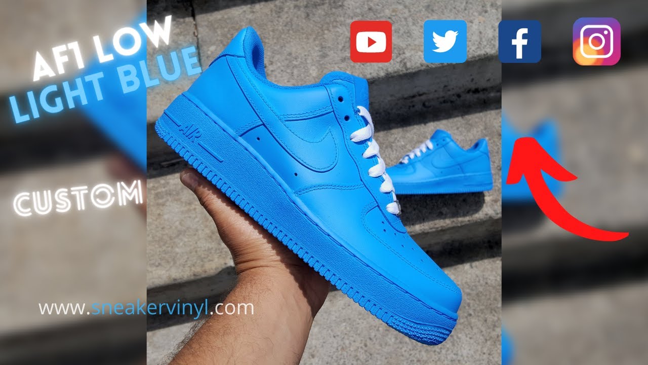 HOW TO Customize Solid Light Blue Nike Air Force 1 Sneaker Custom Art 🎨 👟 4k