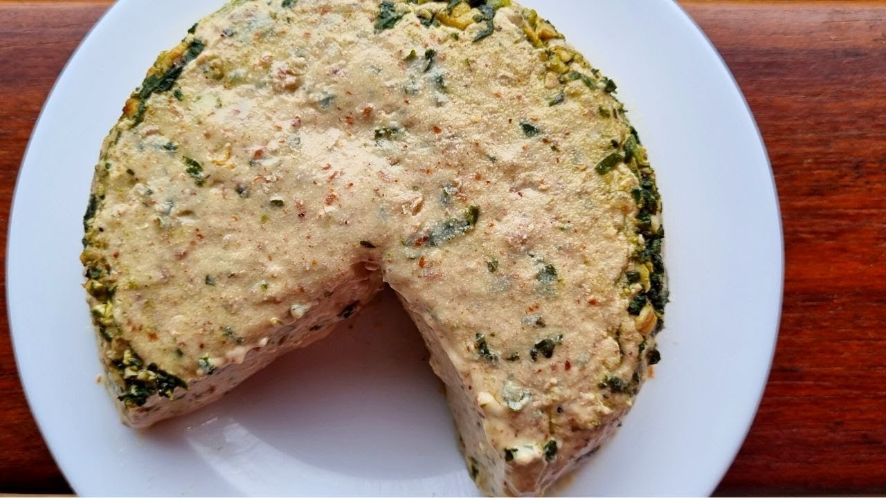 QUESO VEGANO DE ALMENDRAS Sabor PESTO, IDEAL PARA PIZZAS, DERRITE Super bien, SALUDABLE