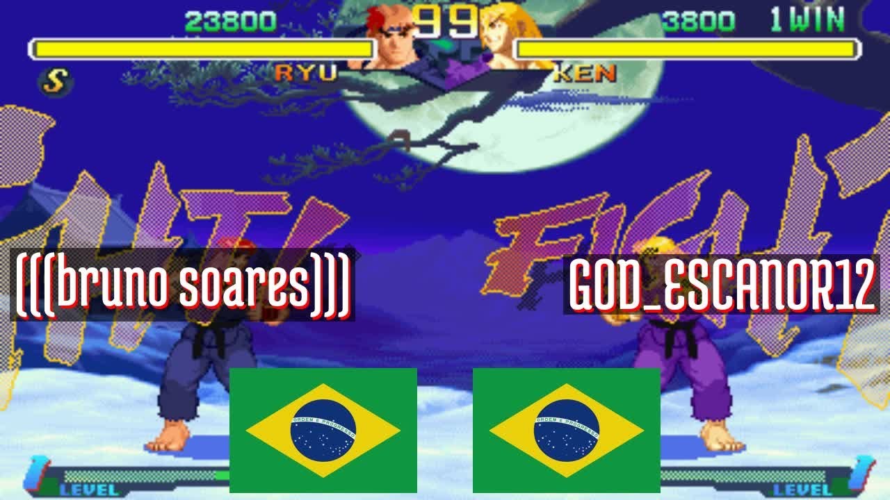 FT10 @sfa2u: (((bruno soares))) (BR) vs GOD_ESCANOR12 (BR) [SF Alpha 2 sfa2 Fightcade] Aug 2