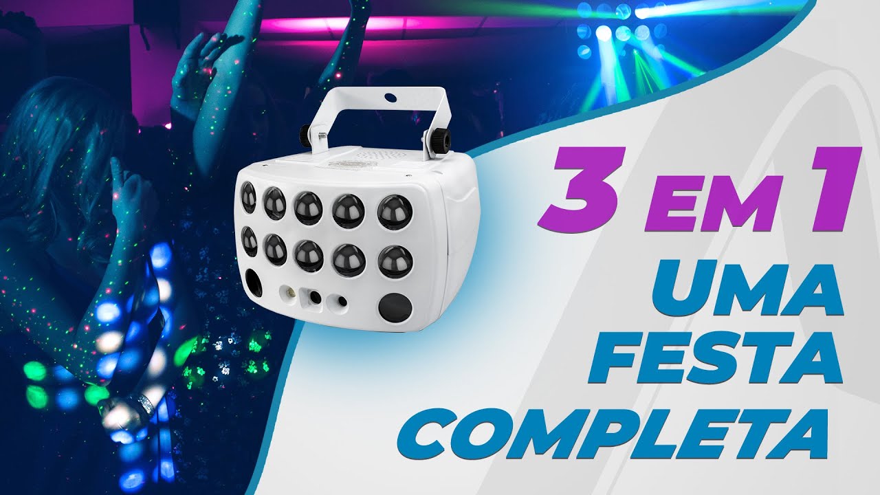 Globo Led Multi Efeito Rgbw Moving Strobo Laser Dmx 3 em 1