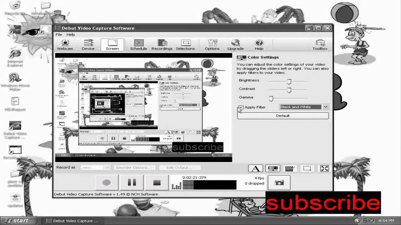 how to use debut video capture software.