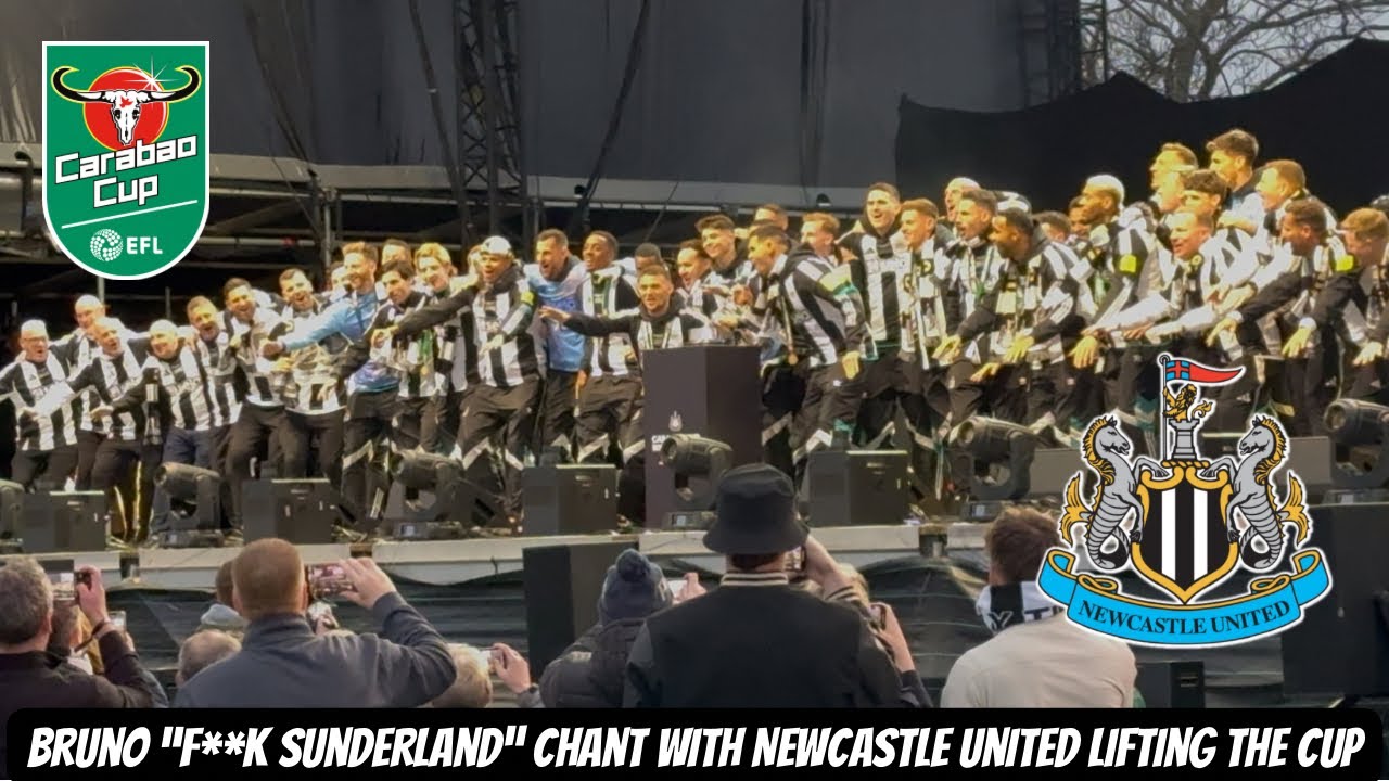 Newcastle United’s FULL CARABAO CUP CELEBRATIONS ON STAGE w/Bruno SUNDERLAND CHANT !!!!!