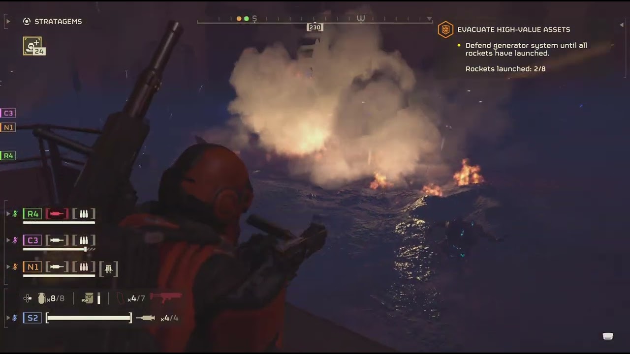 Helldivers 2 battling cyborgs, predator strain and squids on diff  6