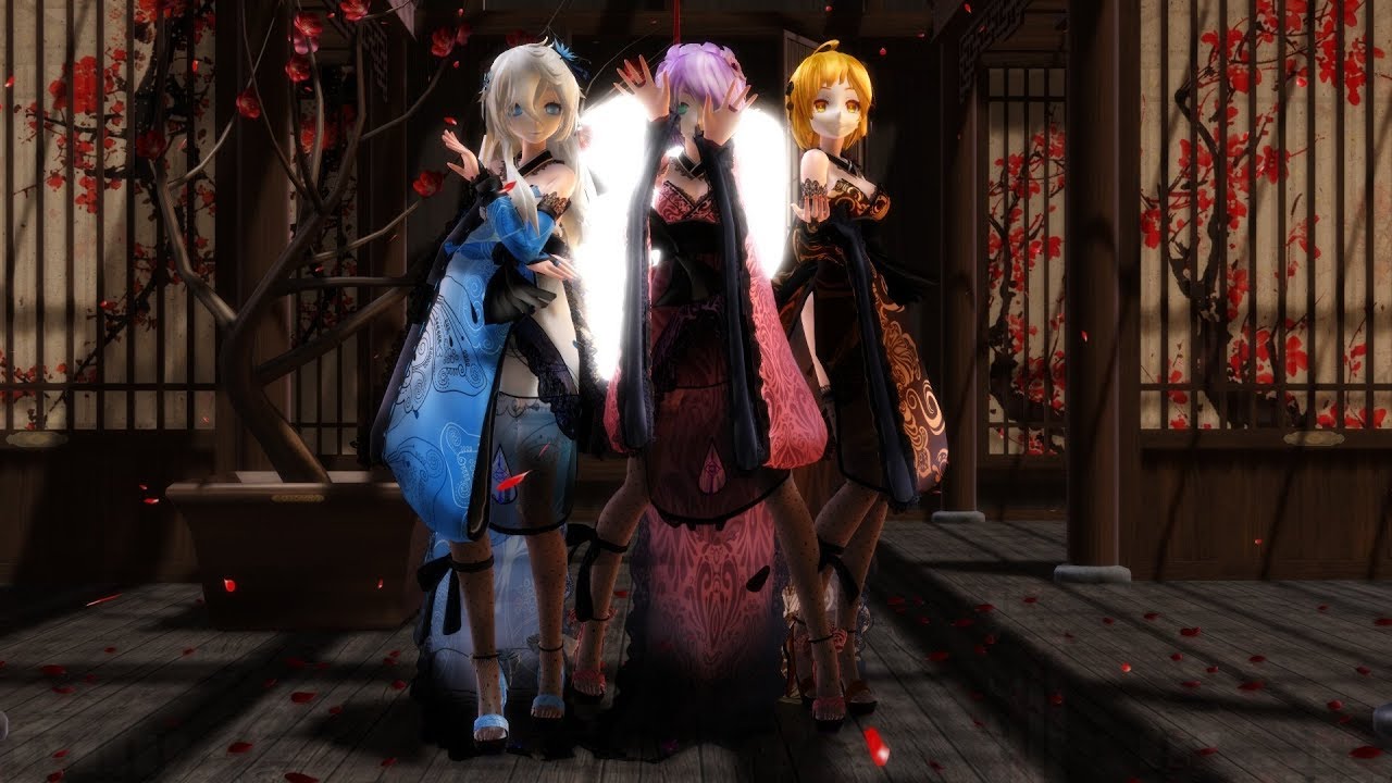 [MMD] TDA Kimono Kagari&Candy&Hatsune - Gokuraku Jodo