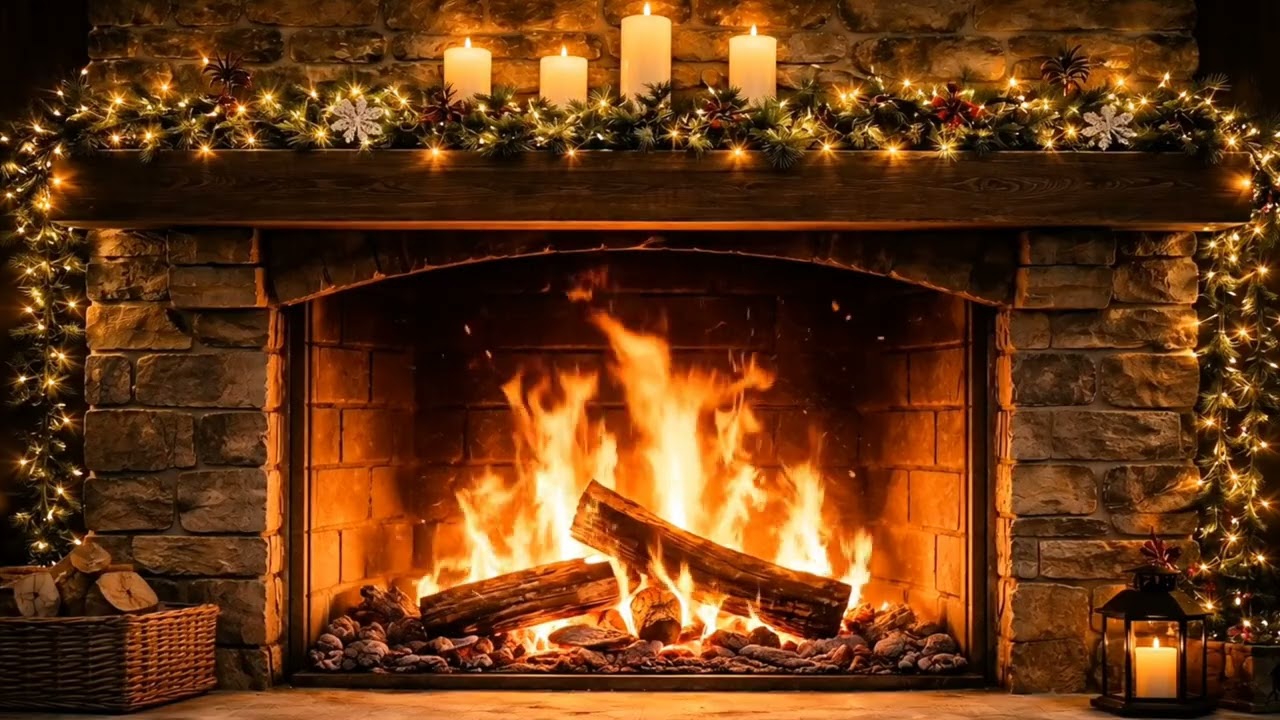 Cozy Fireplace with Relaxing piano & Guitar Music 🔥 Sleep, Study, Relax & Healing Ambience (4K) #usa
