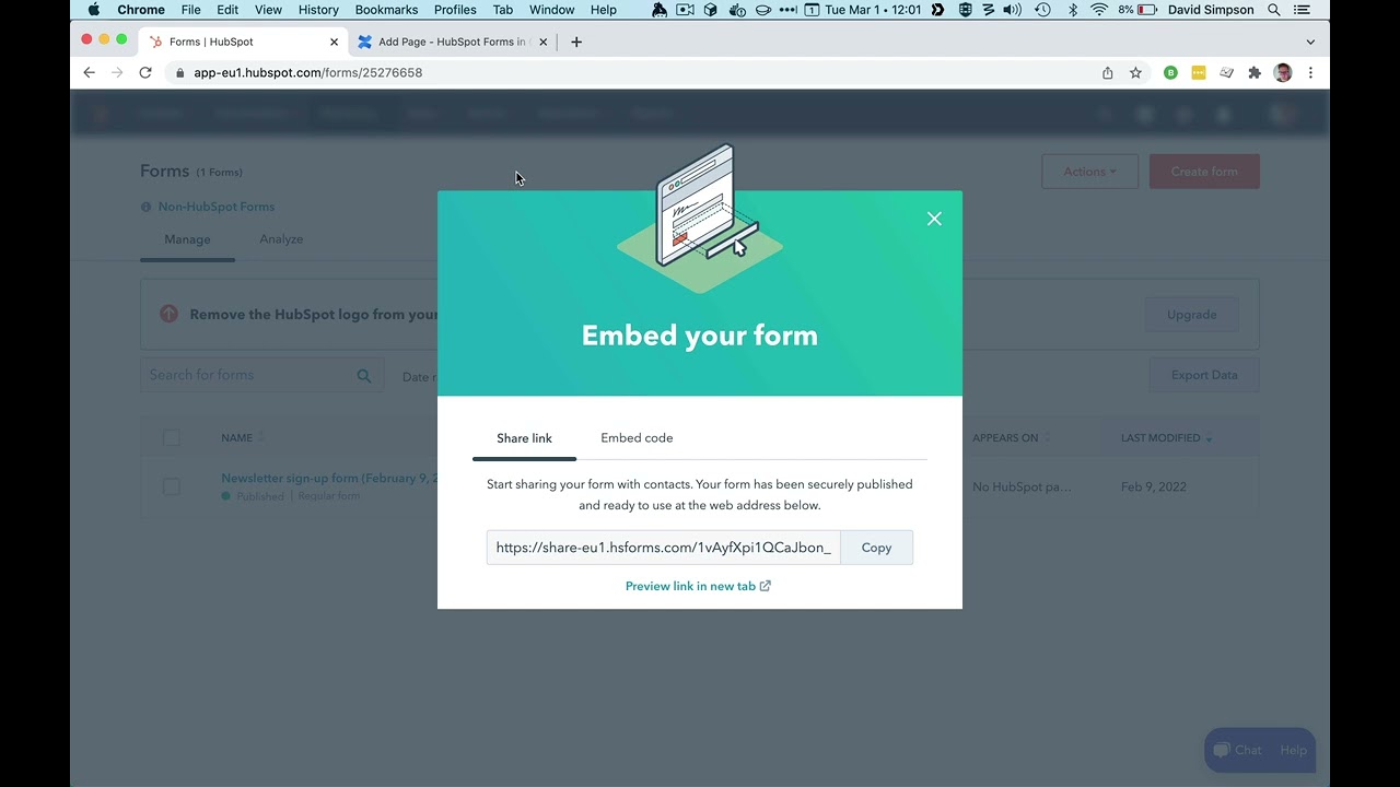 HubSpot Forms &bull; How to share a form
