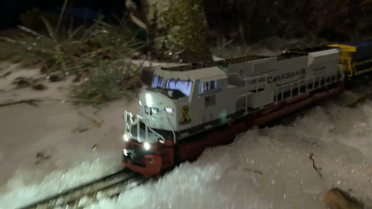 RUNNING TRAINS IN THE SNOW/ICE LIONEL GARDEN RR
