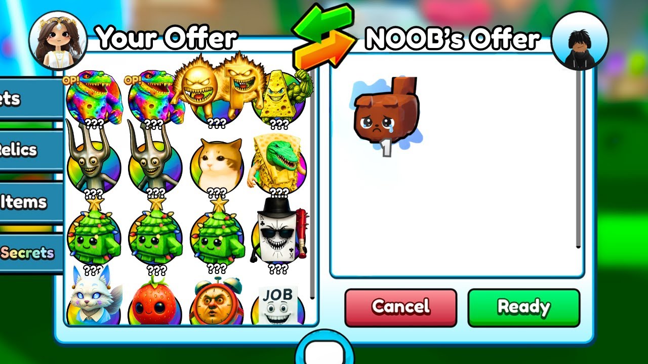 I traded OP SECRETS to NOOBS In Brainrot Evolution (Roblox)