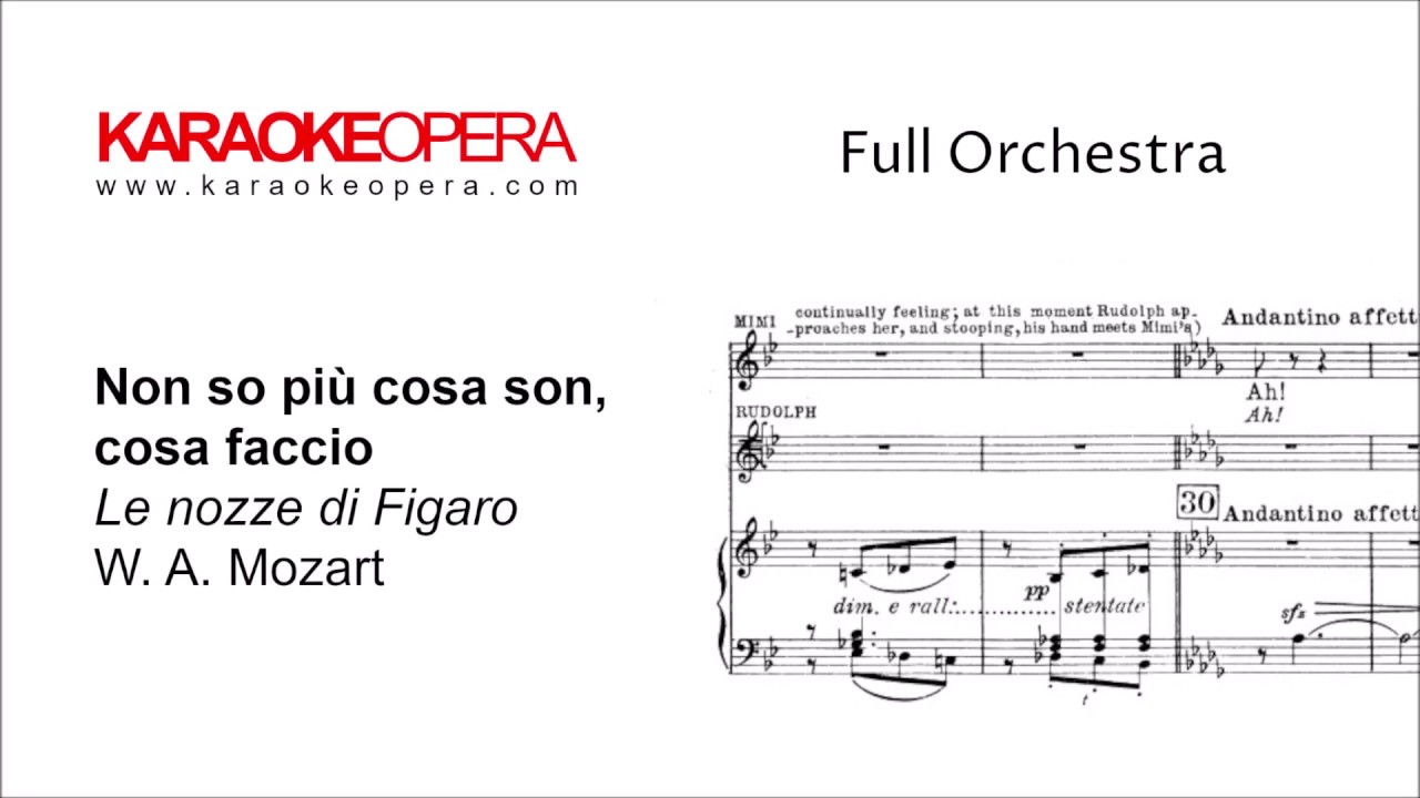 Karaoke Opera: Non so Più - Le Nozze di Figaro (Mozart) Orchestra Only Version with Printed Music