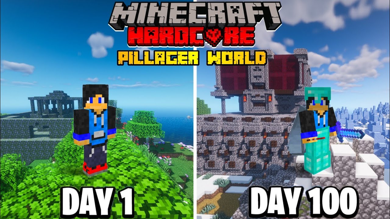 I Survived 100 Days in Pillager World in Minecraft Hardcore (Hindi)