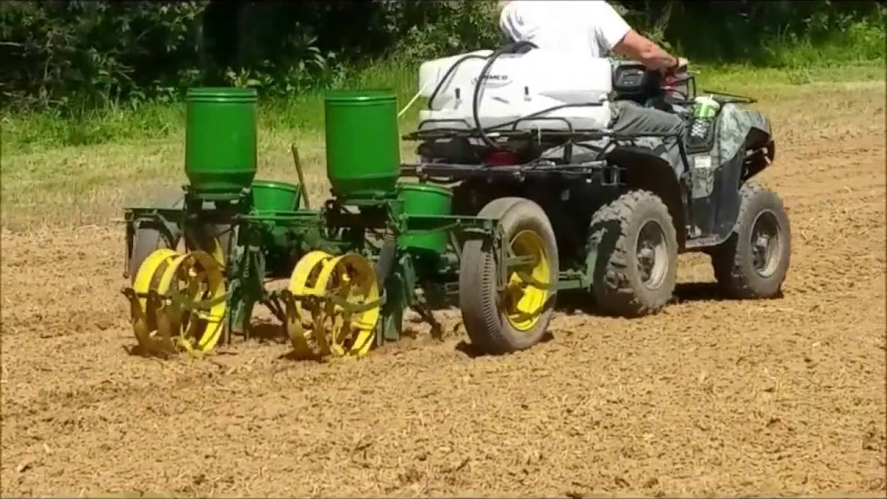 Planting corn food plot with Antique John Deere 2 row planter