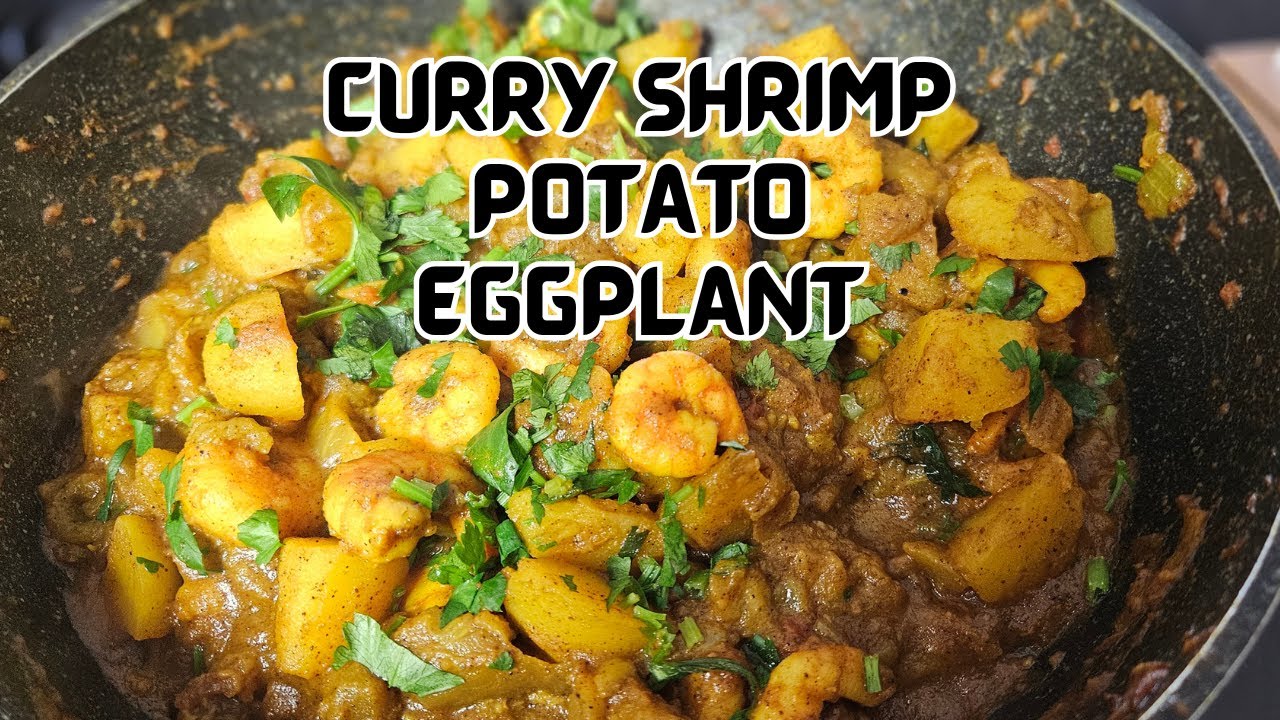Easy Recipe Curry Shrimp, Potato, Eggplant | Kerrie garnalen | CWF