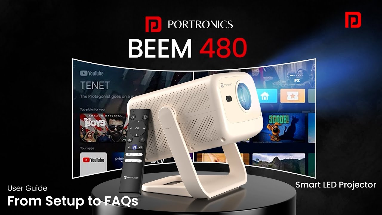 Portronics Beem 480 Smart LED Projector | Full HD, 5100 Lumens, Android OS & More!