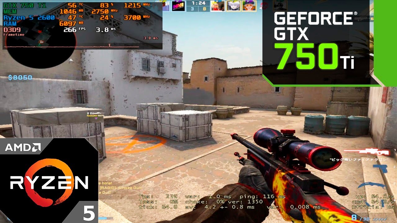 CS:GO : GTX 750 Ti + Ryzen 5 2600