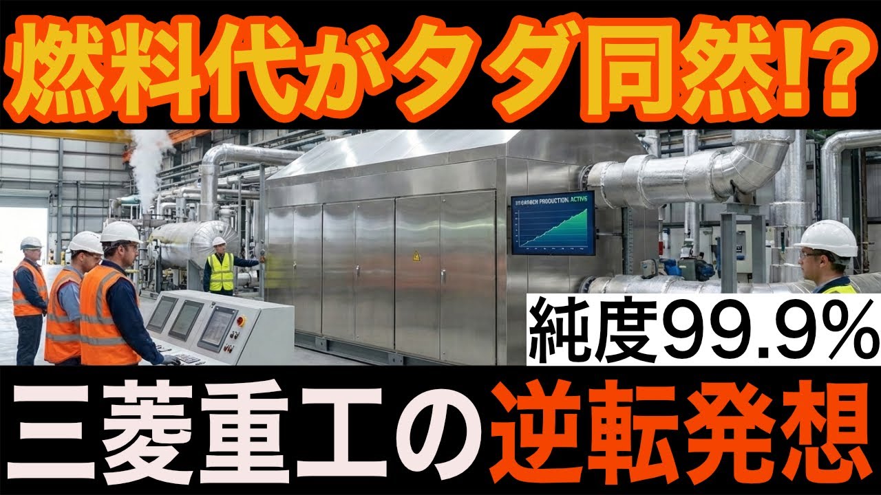 【世界初】工場排熱でアンモニアを分解／三菱重工が「水素コストの壁」を突破／純度99.9%の水素