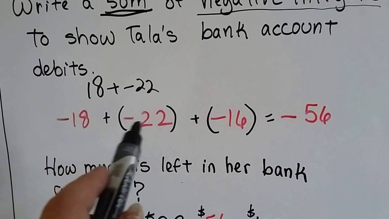 Grade 7 Math #1.1b, Adding Integers with the same signs - Word Problems