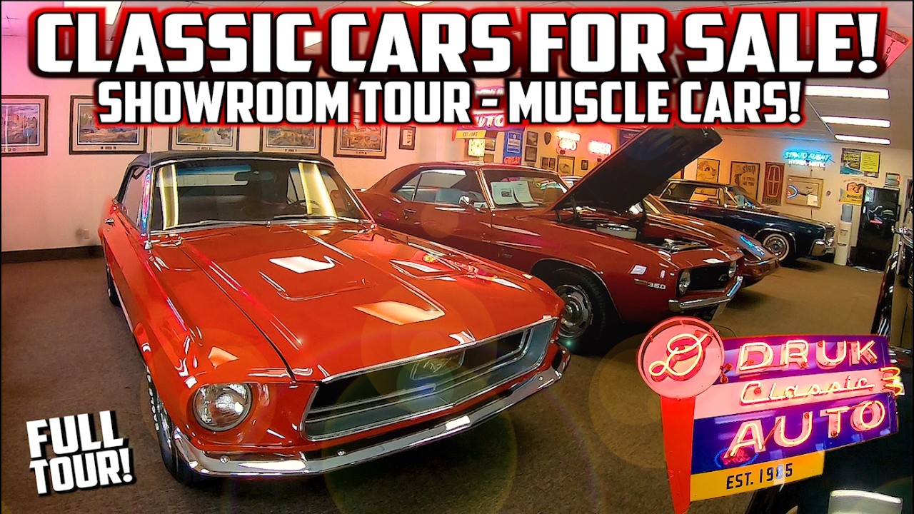 CLASSIC CARS OR SALE!!! Druk Auto Lot Walk. Affordable Muscle Cars. Showroom Tour. Muscle Cars. USA.