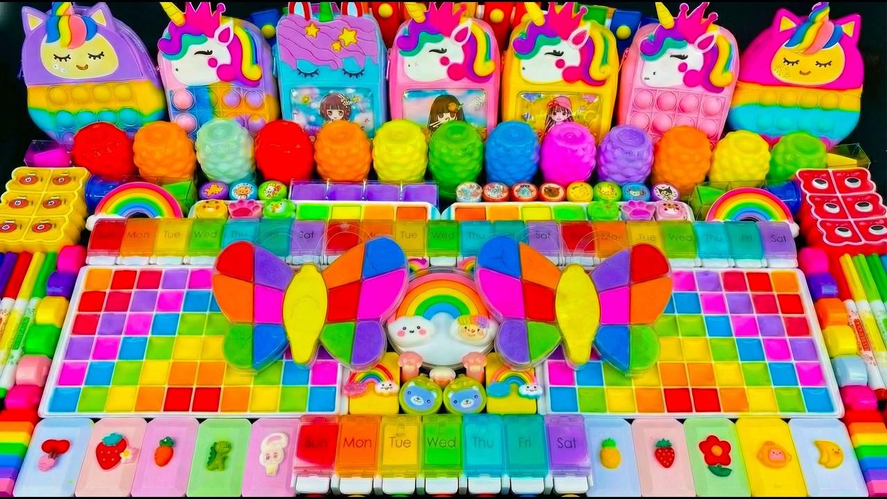 🌈 مزج السلايم المريح ASMR 🌈🦄 يونيكورن قوس قزح ماي ليتل بوني ضد السلايم اللامع | مزج عشوائي للسلايم