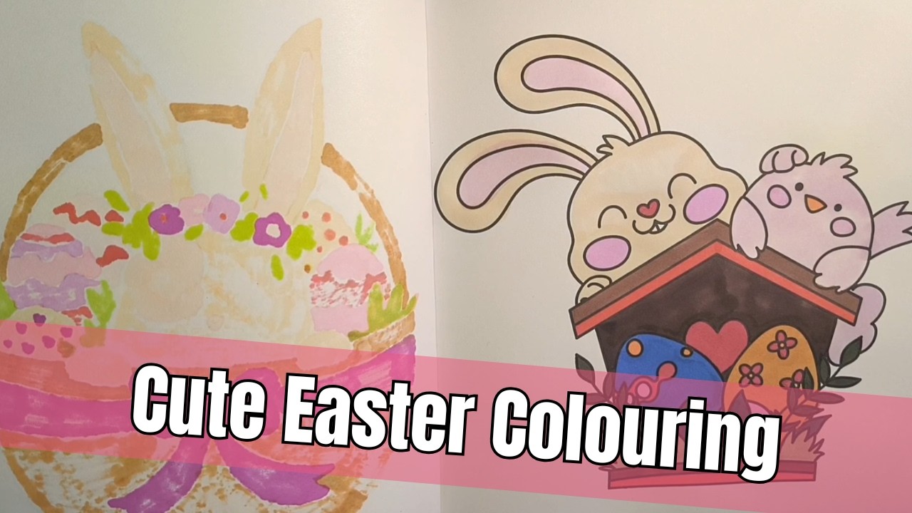 Cute Easter Bunny Coloring | Spring Basket & Eggs
