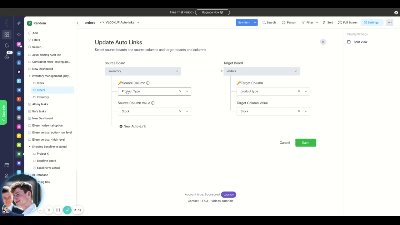 Inventory use-case Auto-link to multiple items using monday.com native linked item column