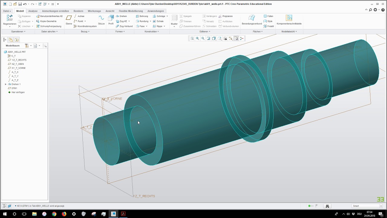 CAD Hilfestellung CREO 3.0 AB01_Welle