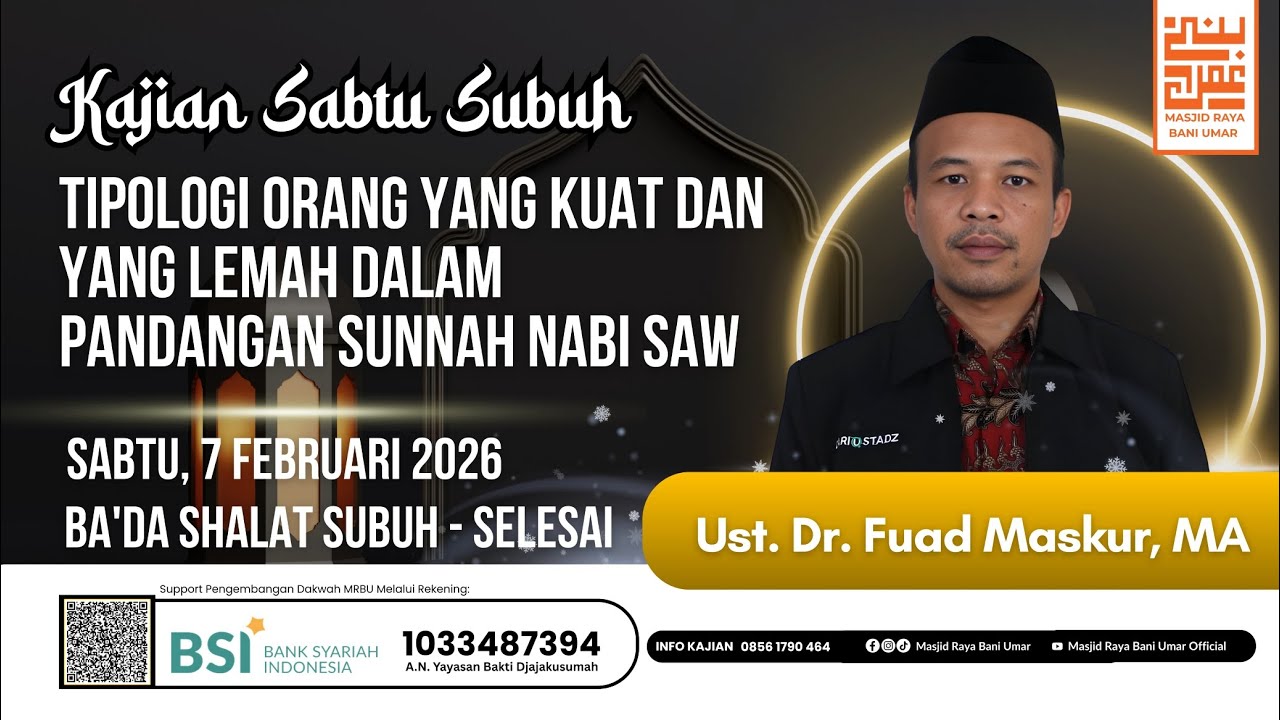 TIPOLOGI ORANG YANG KUAT DAN YANG LEMAH DALAM PANDANGAN SUNNAH NABI SAW || Ust. Dr. Fuad Maskur, MA.
