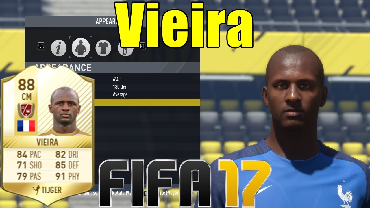 FIFA 17 - Vieira - Virtual Pro Look A Like Tutorial ( with Stats )